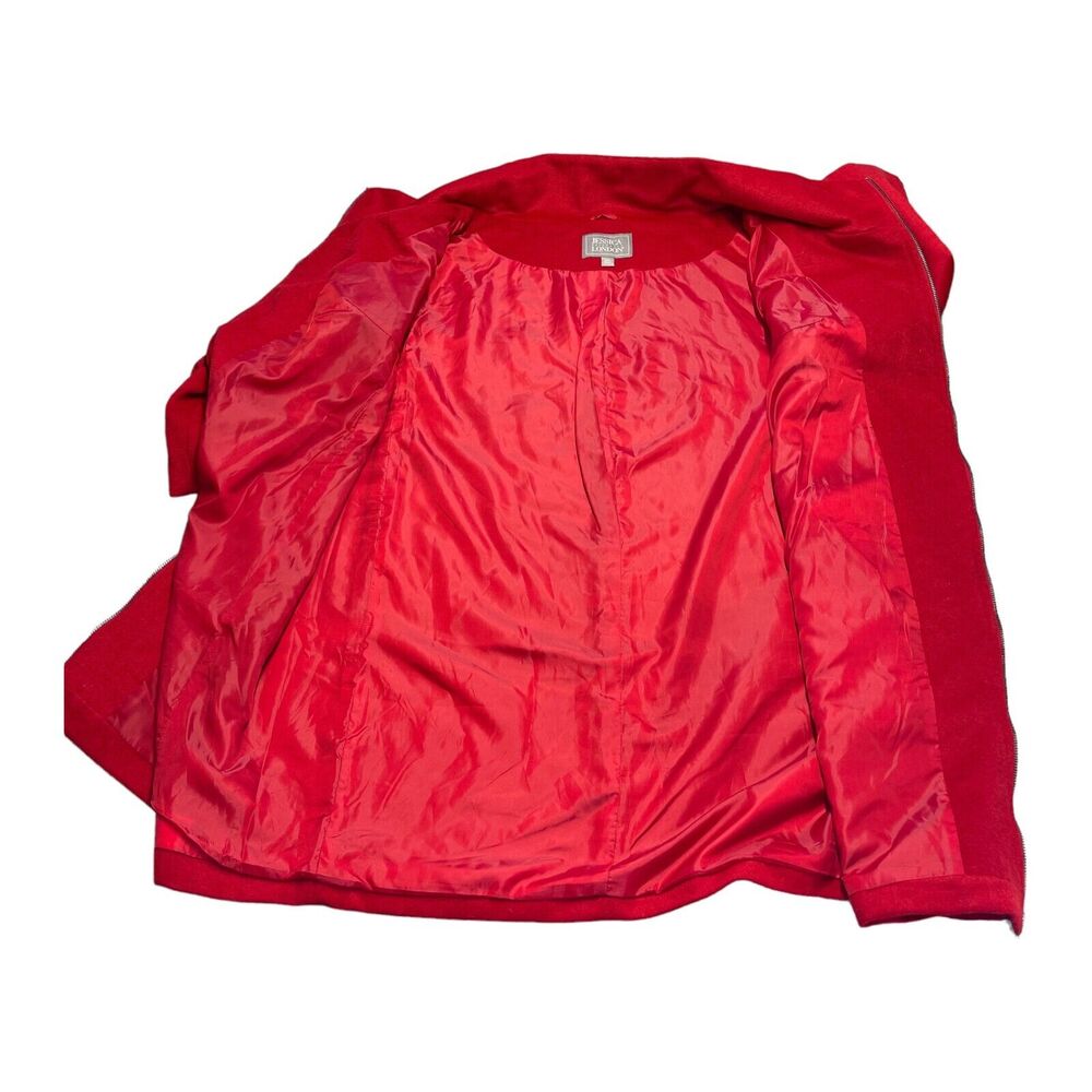 Jessica London Coat Women's 18W Red Polyester Mock Neck Full Zip - Picture 4 of 9